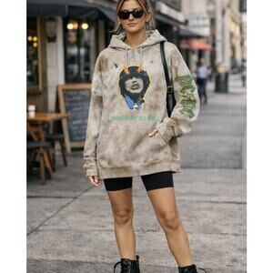 ACDC Highway To Hell Acid Wash Hoodie Graphic Band Sweatshirt Medium NWT